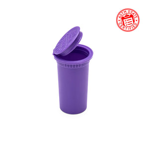  pop top jars 13 Dram Child Resistant Pop Top rx Bottles for flower in opaque purple 