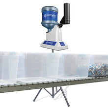 Load image into Gallery viewer, SST Heavy Duty Gravity Roller Conveyor System Add on with Storage Bins for (CoolJarz™ SST) Shrink Sleeve Machine
