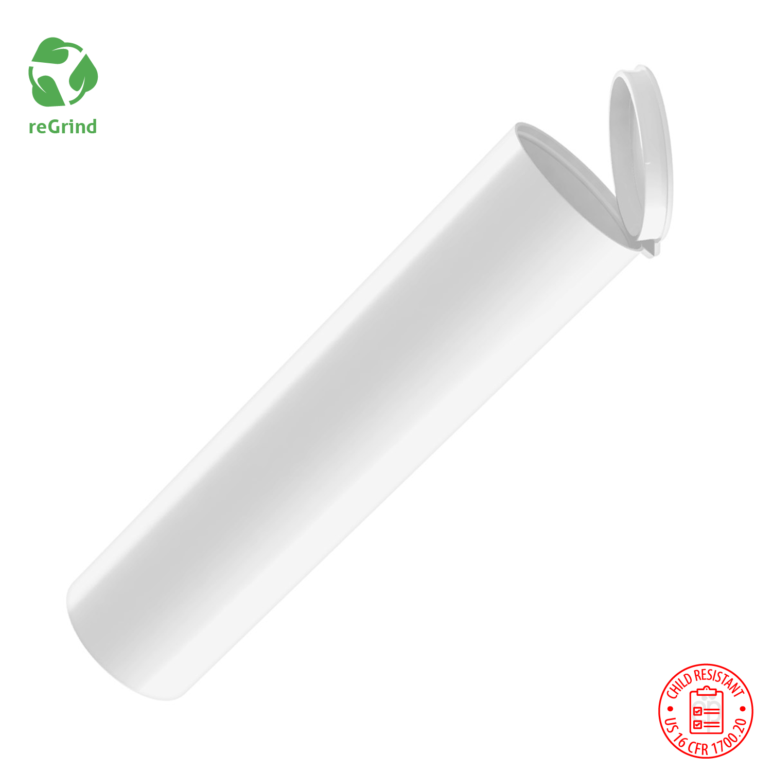 Recycled Plastic 114mm Wide Pre Roll Tubes - Child Resistant