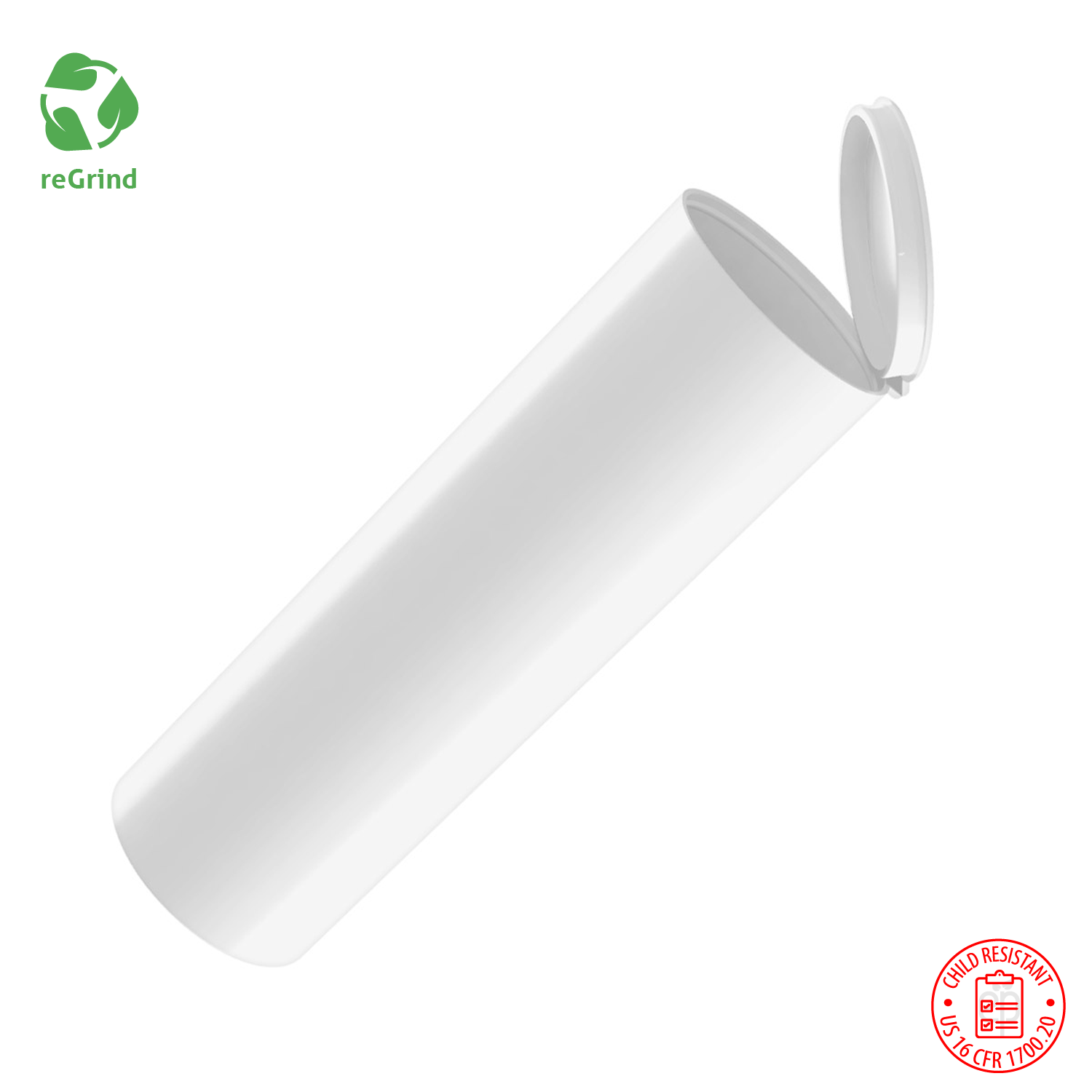 Recycled Plastic 114mm Extra Wide Pre Roll Tubes - Child Resistant