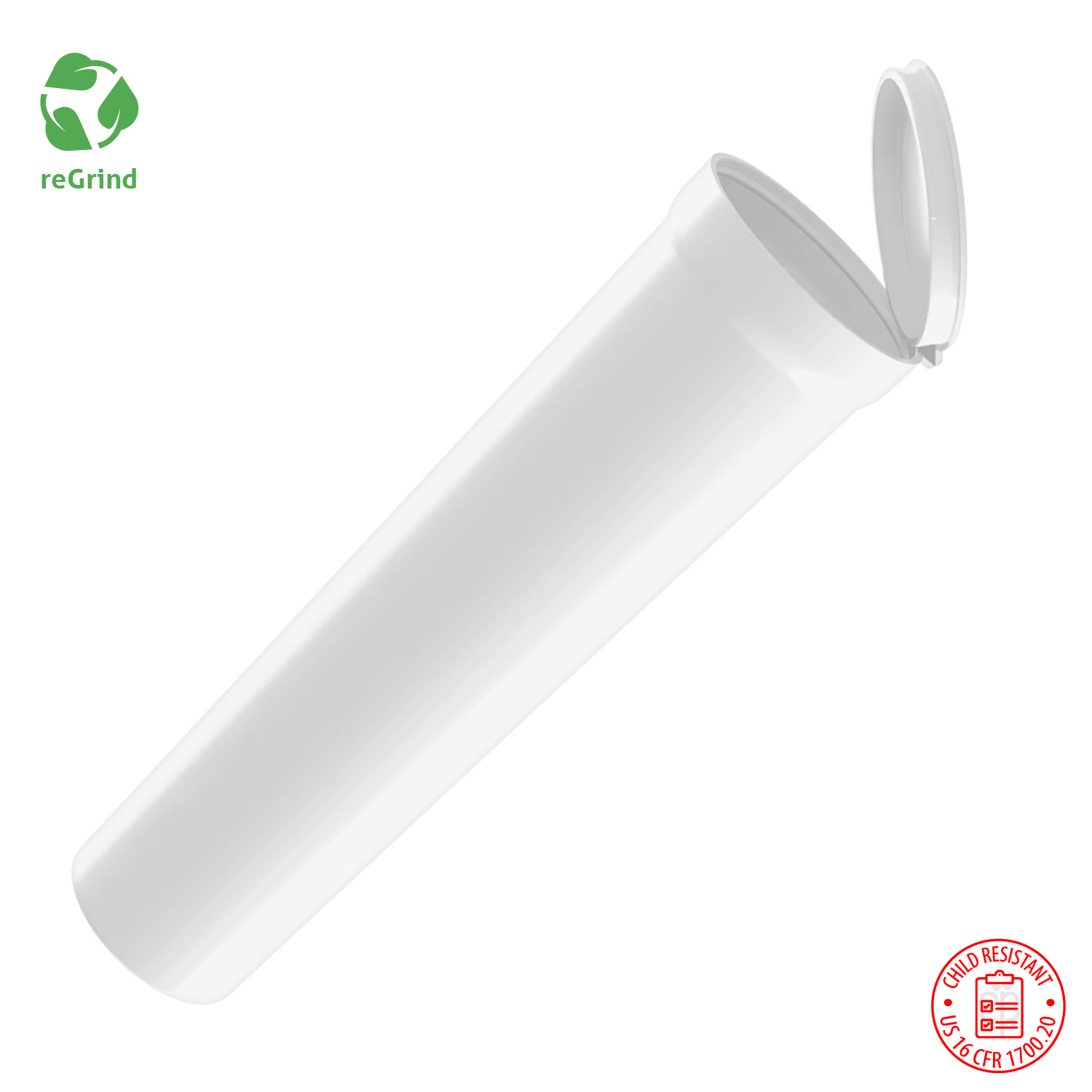 Recycled Plastic 114mm Wide Tapered Pre Roll Tubes - Child Resistant