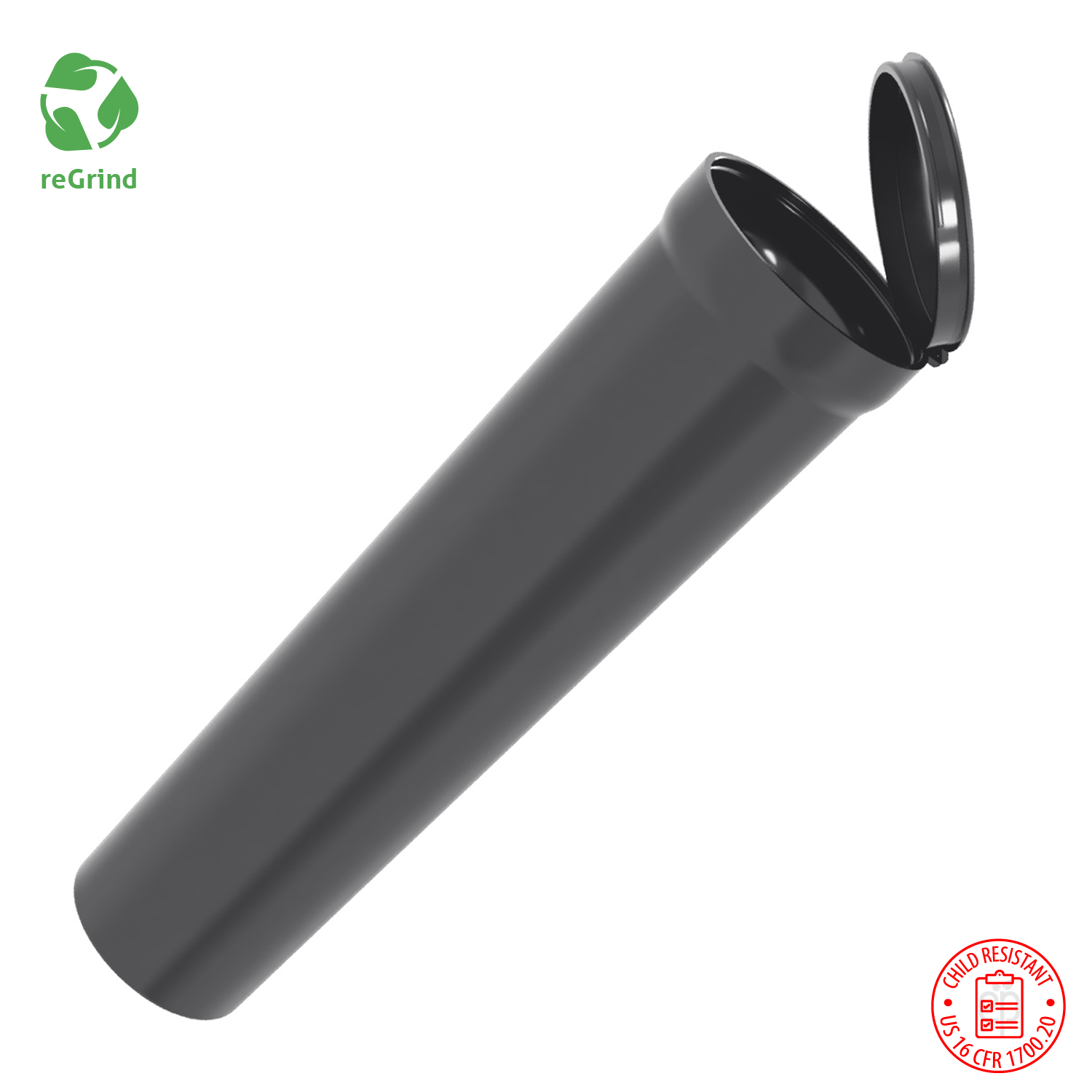 Recycled Plastic 114mm Wide Tapered Pre Roll Tubes - Child Resistant