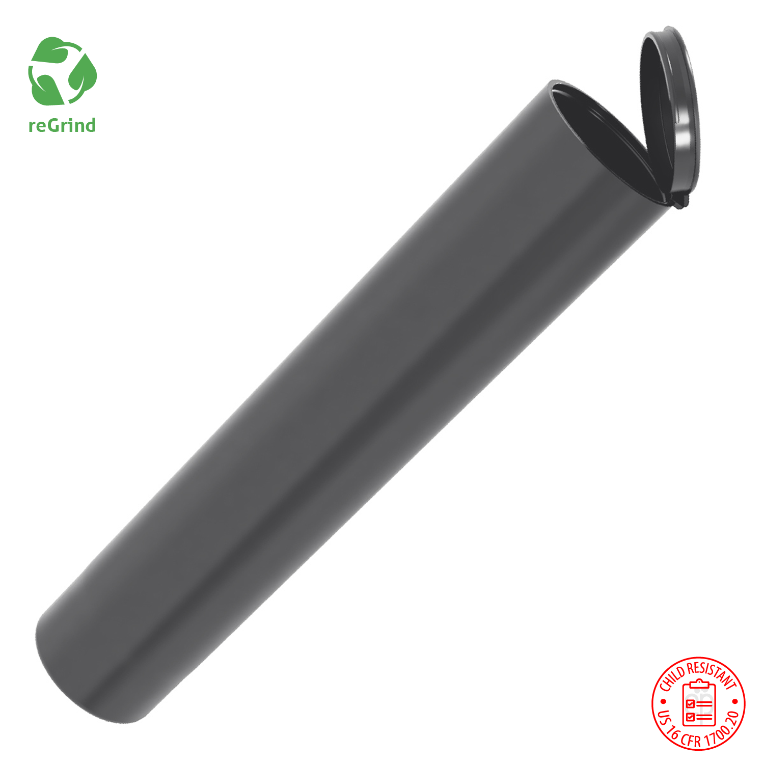 Recycled Plastic 126mm Wide Pre Roll Tubes - Child Resistant