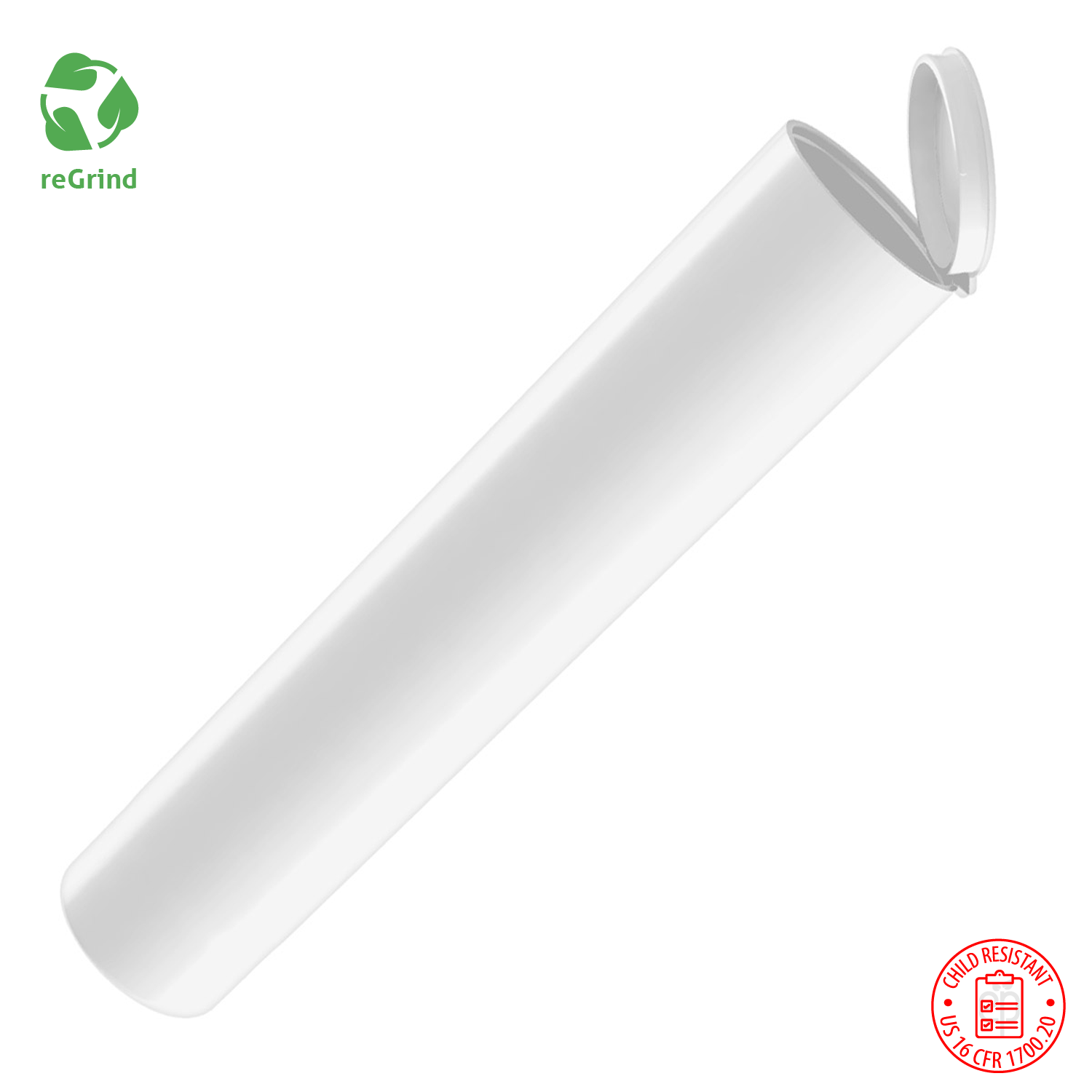 Recycled Plastic 126mm Wide Pre Roll Tubes - Child Resistant