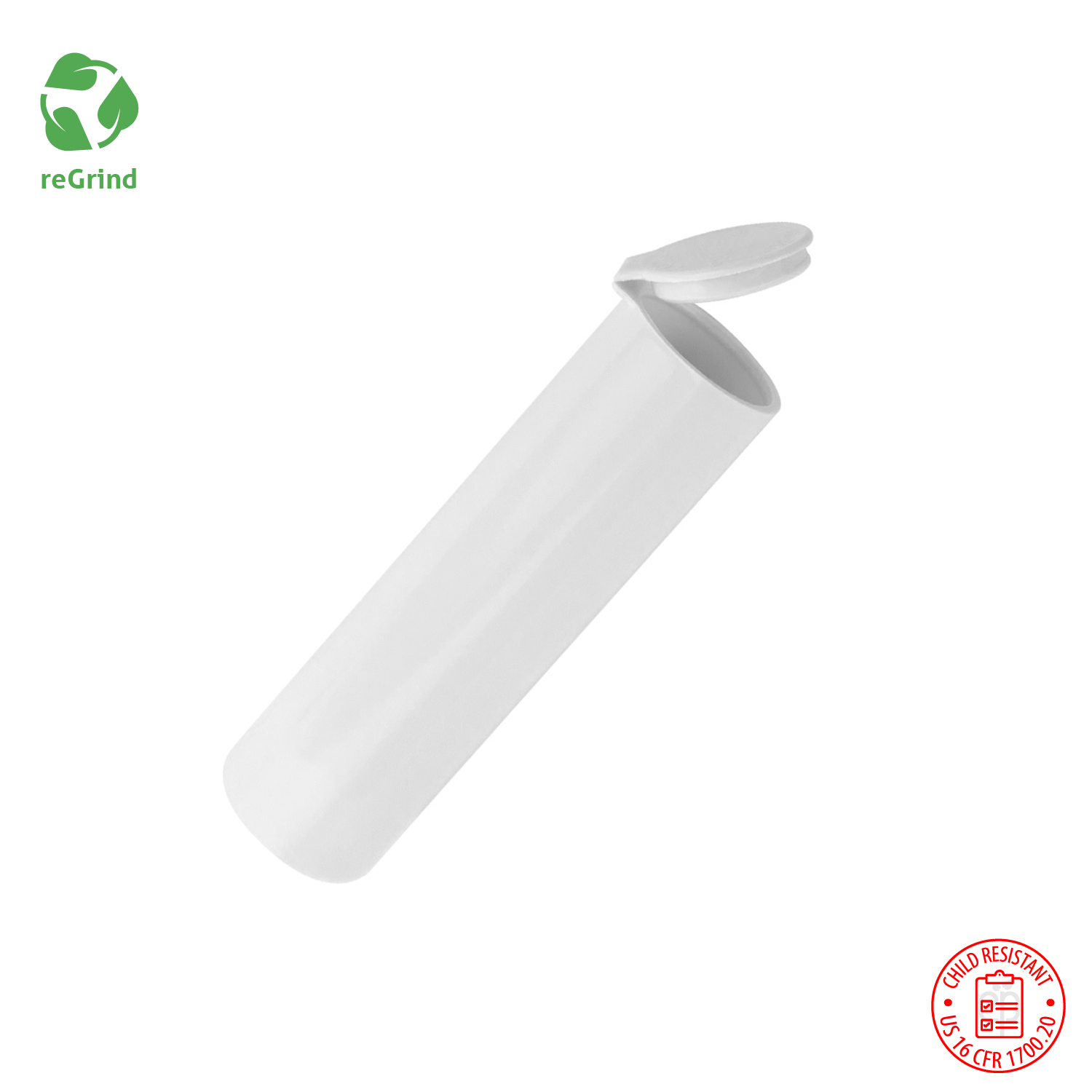 Recycled Plastic 78mmPR-W Pre Roll Tubes - Child Resistant