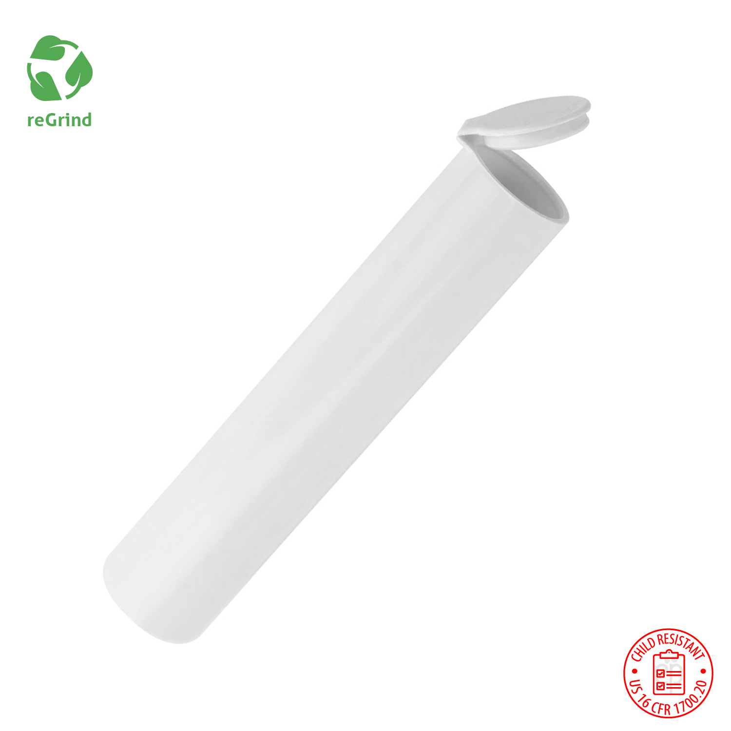 Recycled Plastic 98mmPR-W Pre Roll Tubes - Child Resistant