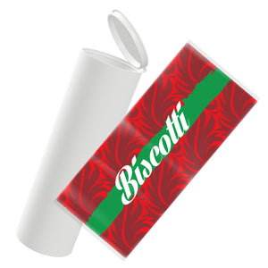 Biscotti Strain Sleeve Labels and Pre Roll Tubes | Free Shipping