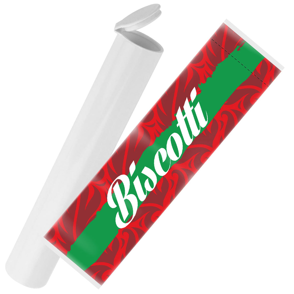 Biscotti Strain Sleeve Labels and Pre Roll Tubes | Free Shipping