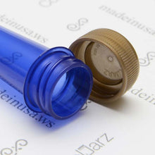 Load image into Gallery viewer, blue transparent pre-roll cone tube with gold cap
