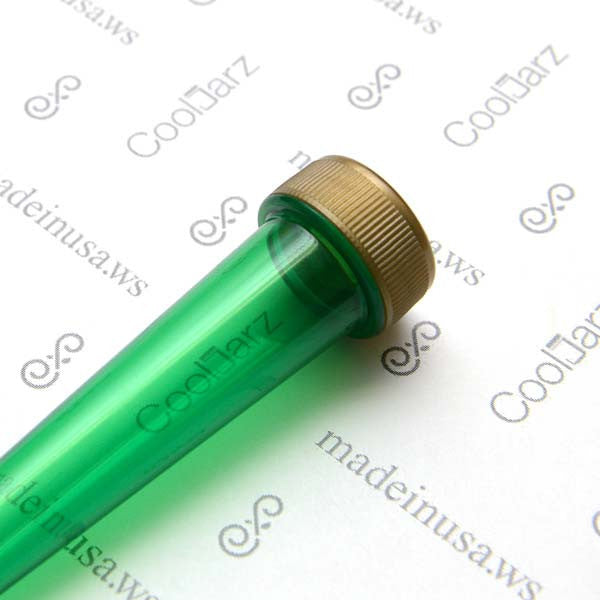green transparent pre-roll cone tube with gold cap