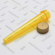 Load image into Gallery viewer, yellow transparent pre-roll cone tube with gold cap
