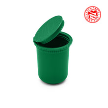 Load image into Gallery viewer, child resistant pop top 30 dram plastic container opaque green jar
