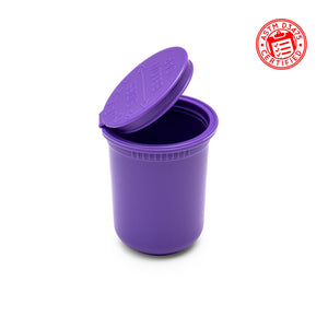 child resistant pop top 30 dram plastic container opaque purple