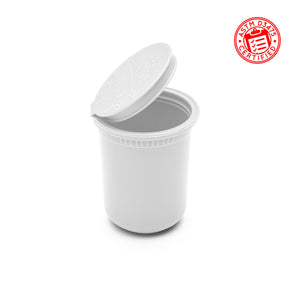child resistant pop top 30 dram plastic container opaque white