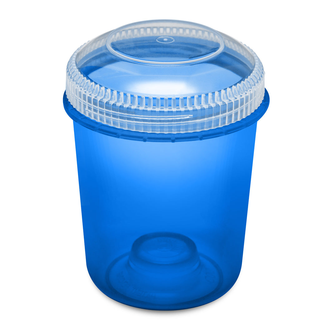 13oz 105 Dram Plastic Container with Clear Lid for flower and edibles translucent blue 